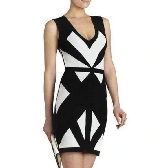 bcbg black white dress Angelina Maxi Dress